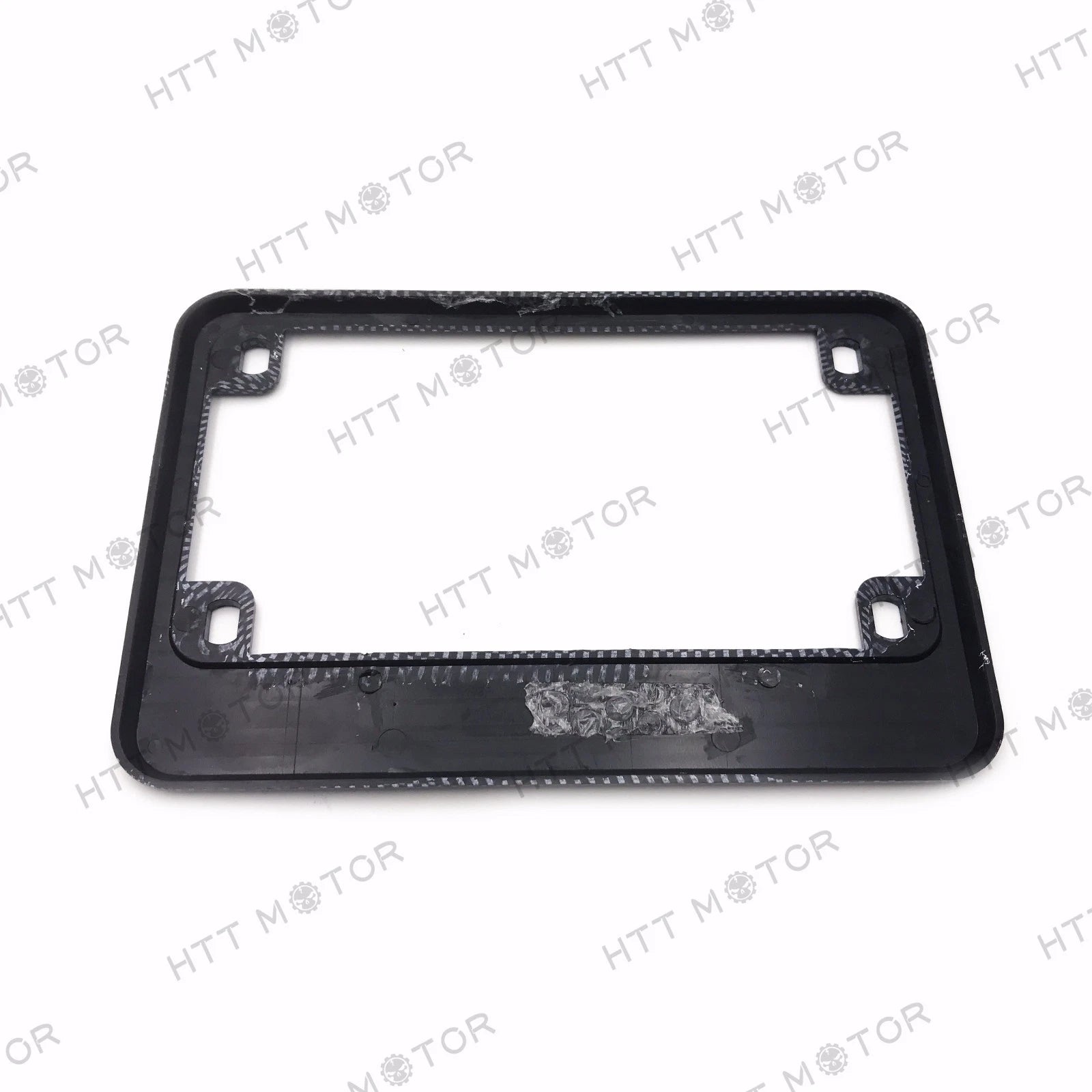License Plate Frame for Motorcycle (4"x7" Extra 1" Width, Carbon Fiber Style)