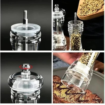 2X Clear Acrylic Pepper Grinder and Salt Shaker for Home Restaurant