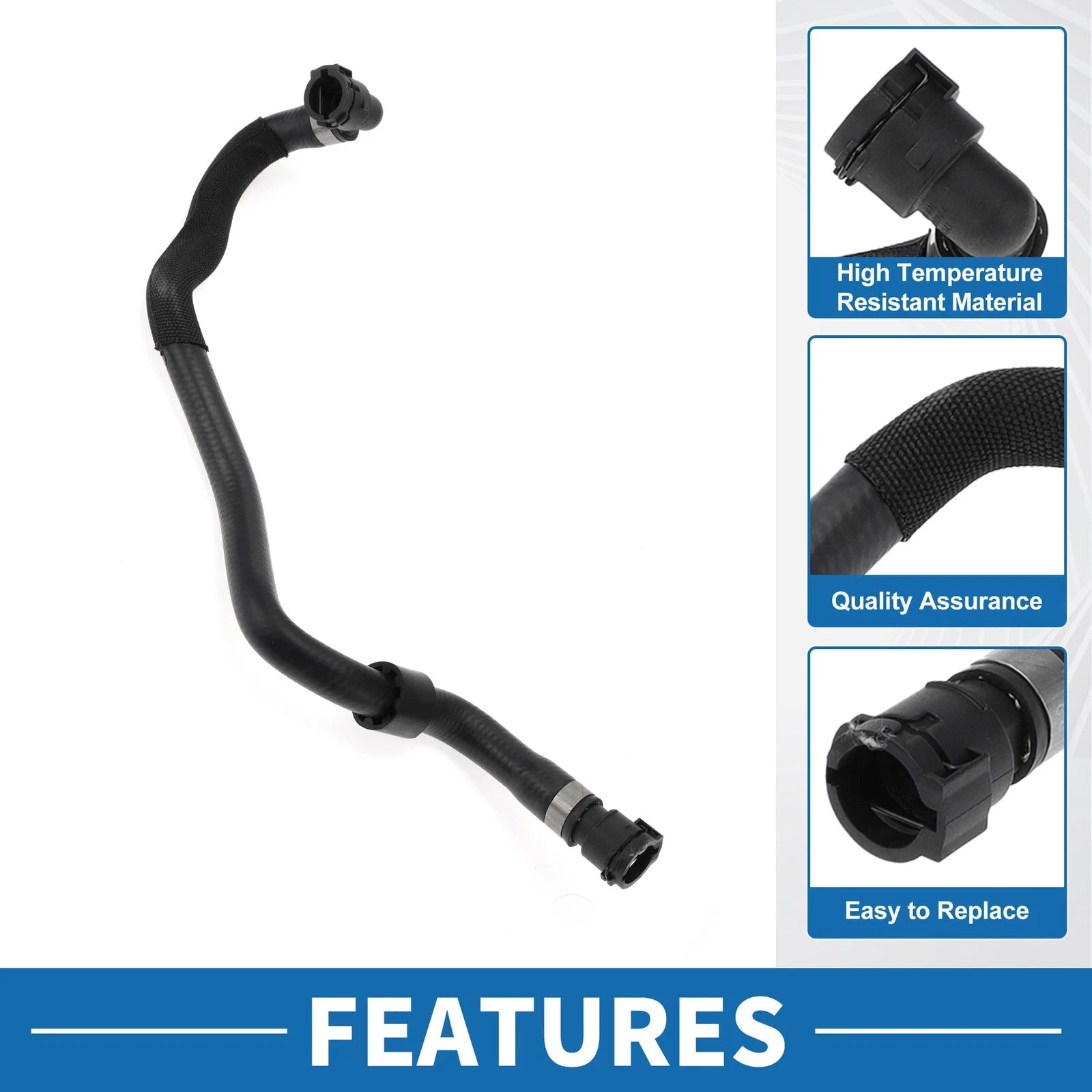 Engine Radiator Hose Replacement for BMW 740i 3.0L (2011–2012) Black Rubber