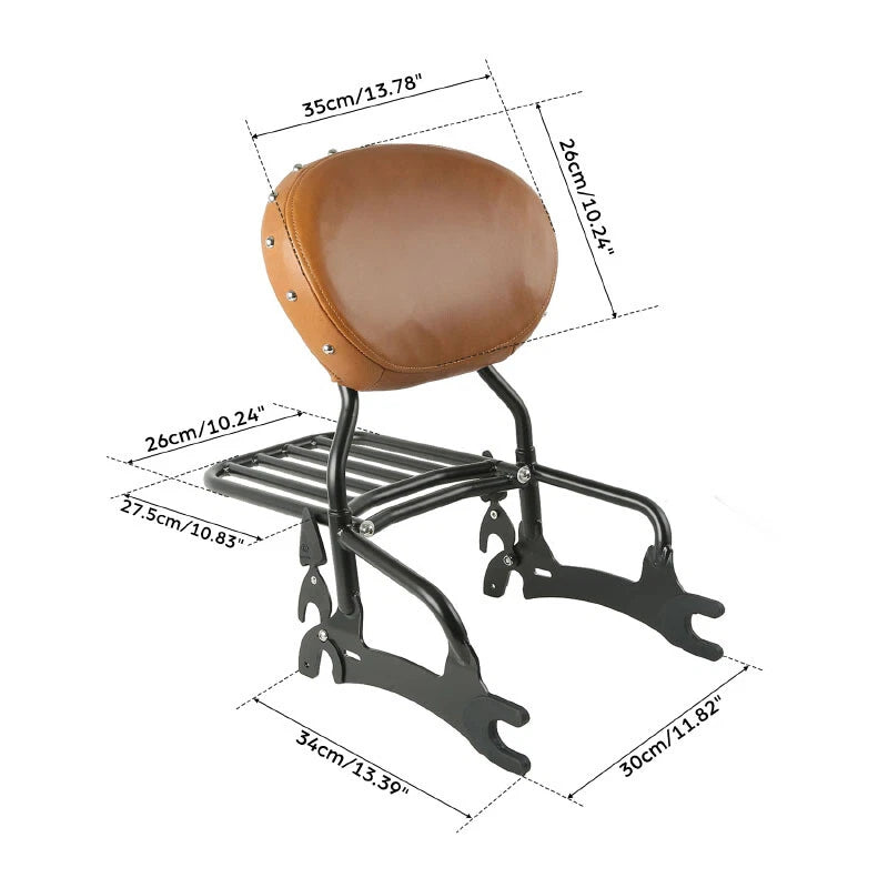 12" Backrest Sissy Bar Rack & Mount Spools for Indian Chieftain (2017–2022)