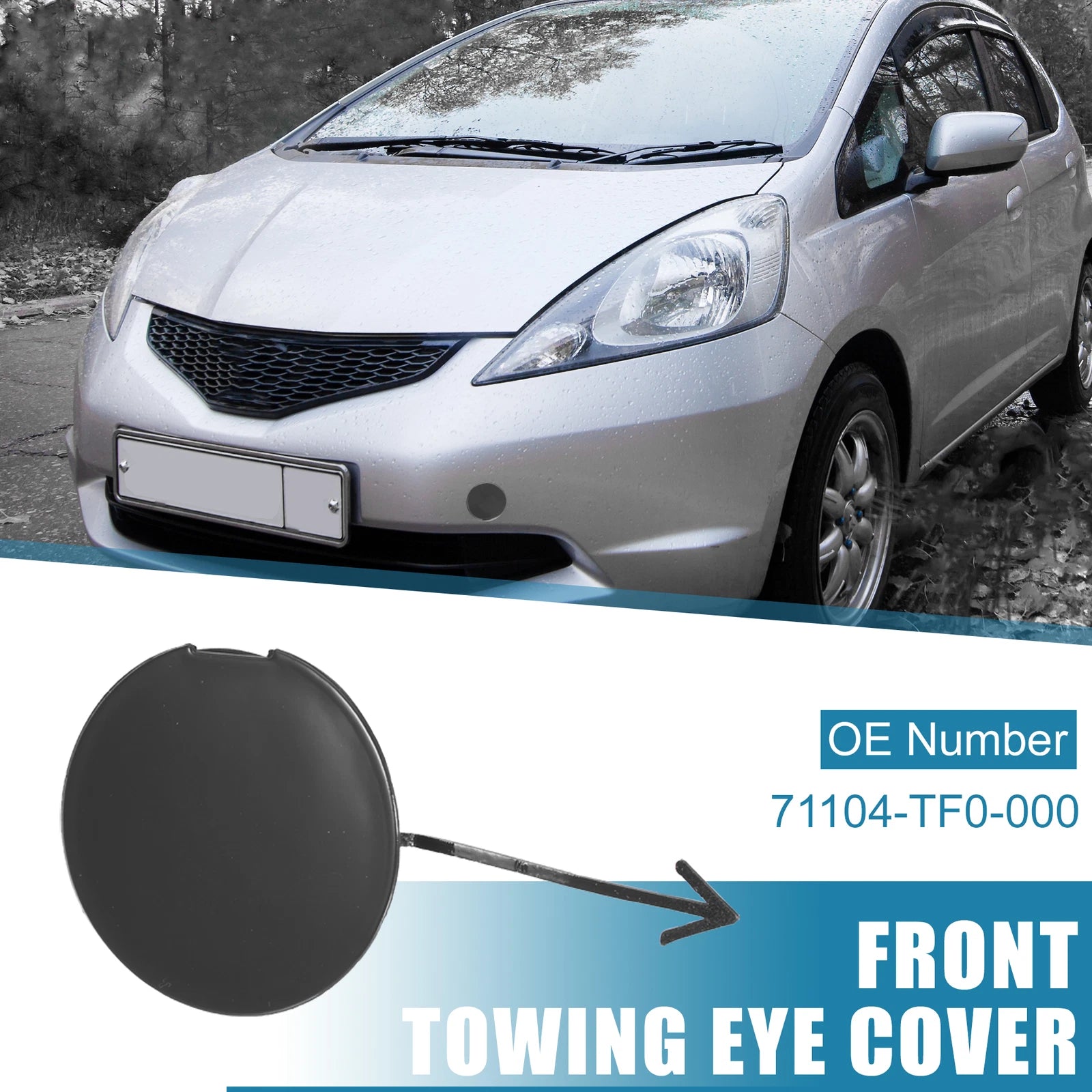 Front Bumper Tow Hook Cover Replacement for Honda Jazz Fit 2008–2010