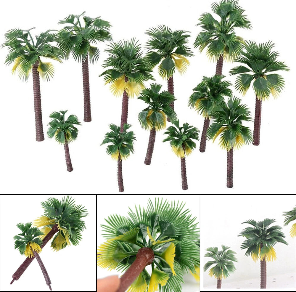 12pcs Coconut Palm Trees for HO O N Scale Scenery
