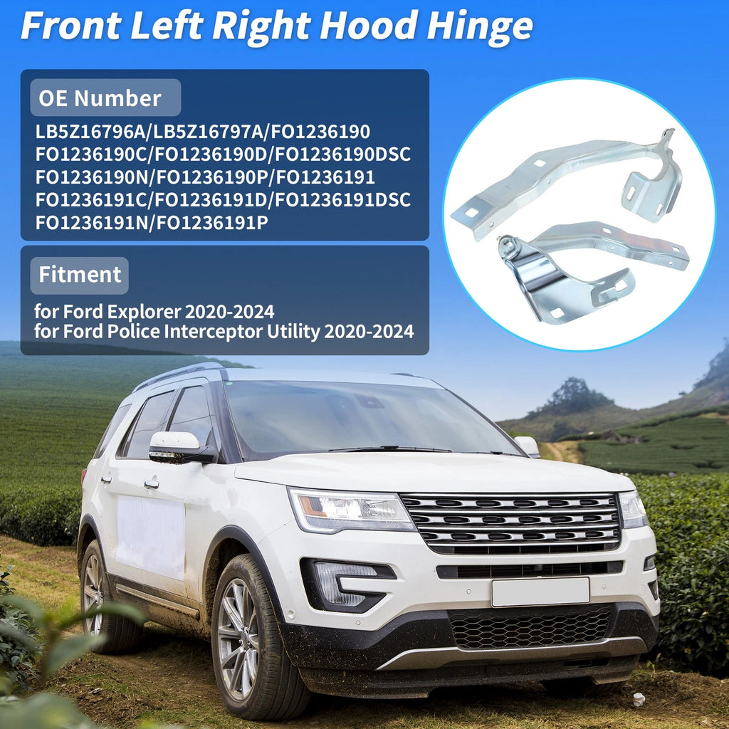 Front Left Right Hood Hinge Pair Replacement for Ford Explorer (2020–2024)