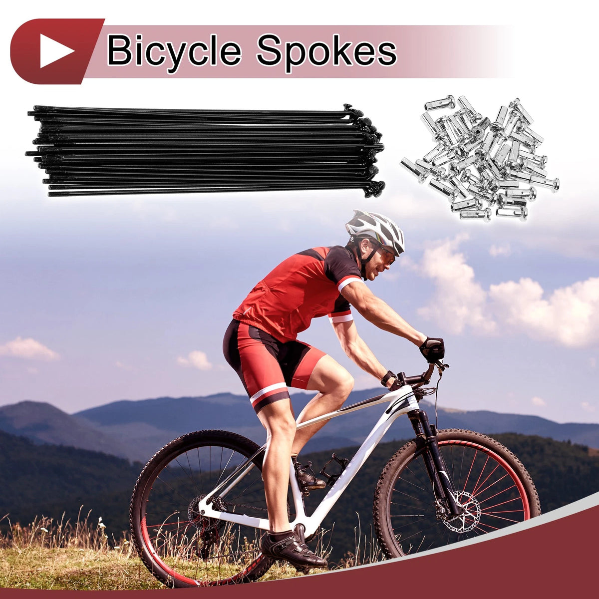 Bicycle Spokes Set 141mm Carbon Steel Black for 14G Bike Wheels (38pcs)