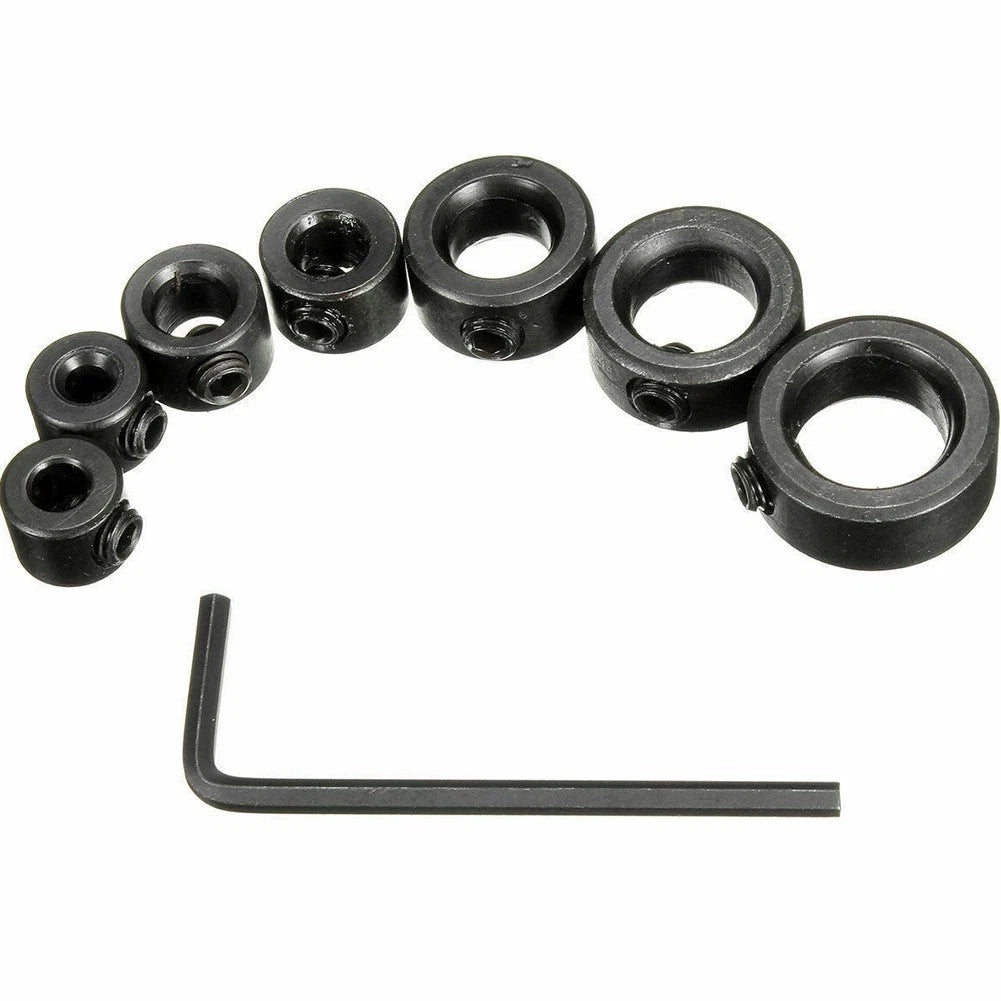 7-Piece Drill Bit Locator Collar Set 312mm Depth Stop Positioner