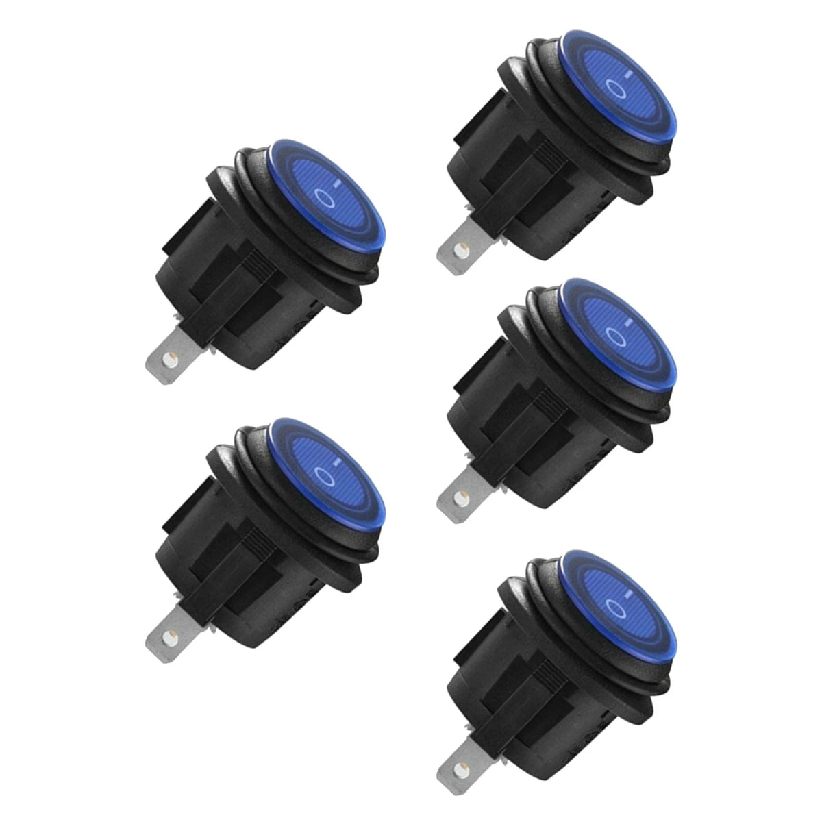 5Pcs Blue LED Round Rocker Switch SPST for Boat Car