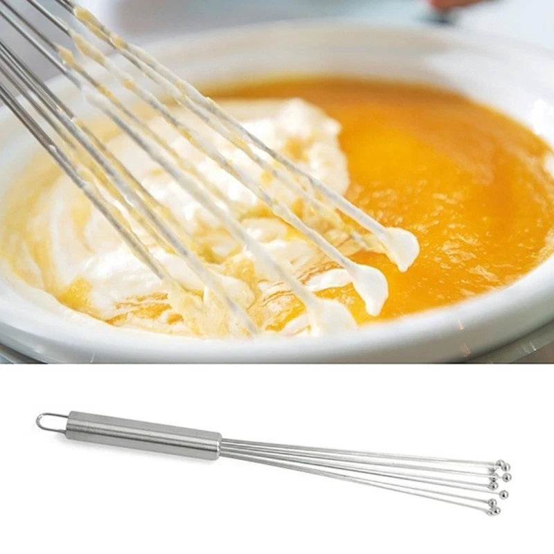 2X Stainless Steel Ball Whisk Eggbeater Mixing Tools for Kitchen