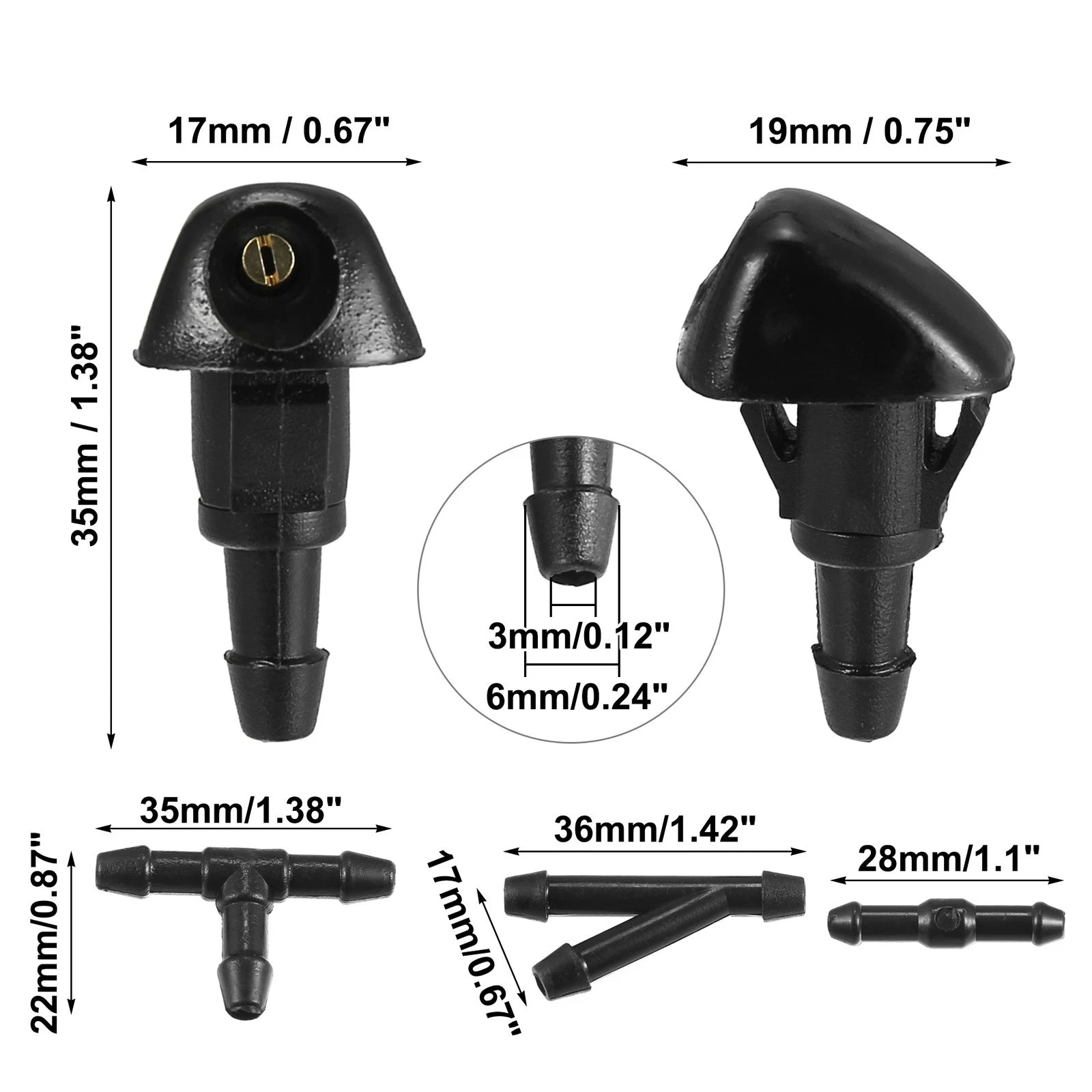 Windshield Washer Nozzle 2.5m Hose Kit (2 Pack) for Honda Civic CRV (2012–2023)