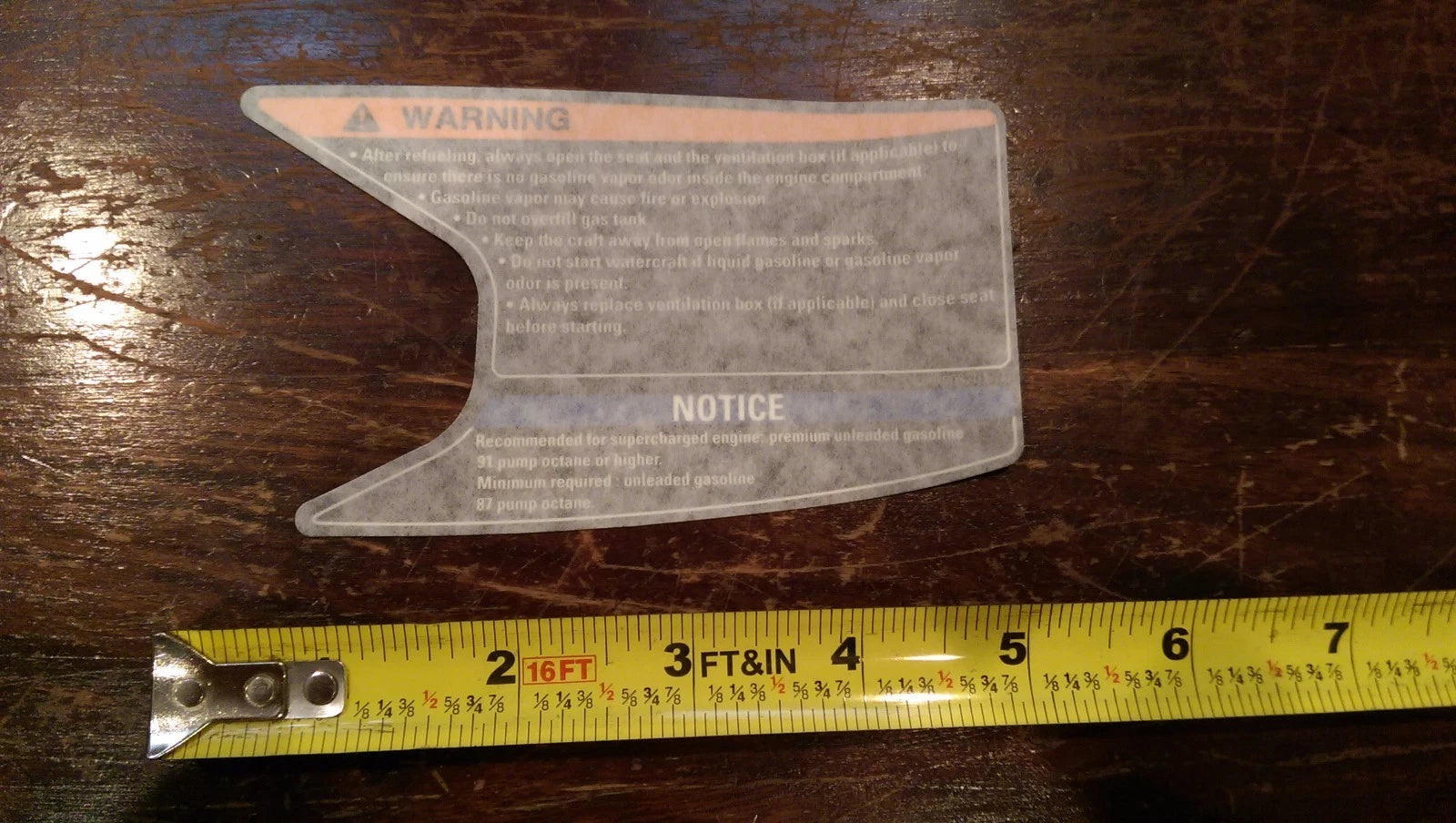 Fuel Warning Sticker for Seadoo Yamaha Kawasaki Waverunner (Jet Ski)