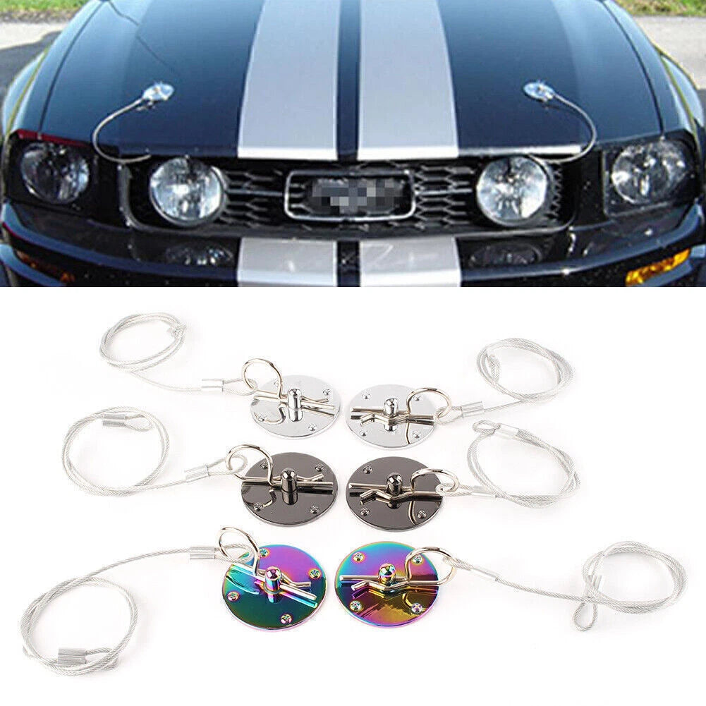 2X CNC Aluminum Racing Bonnet Hood Pin Lock Kit Universal Silver