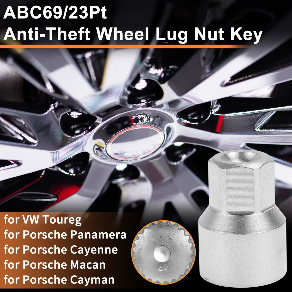 Wheel Lock Lug Nut for VW Touareg (2004–2018) - ABC69/23Pt