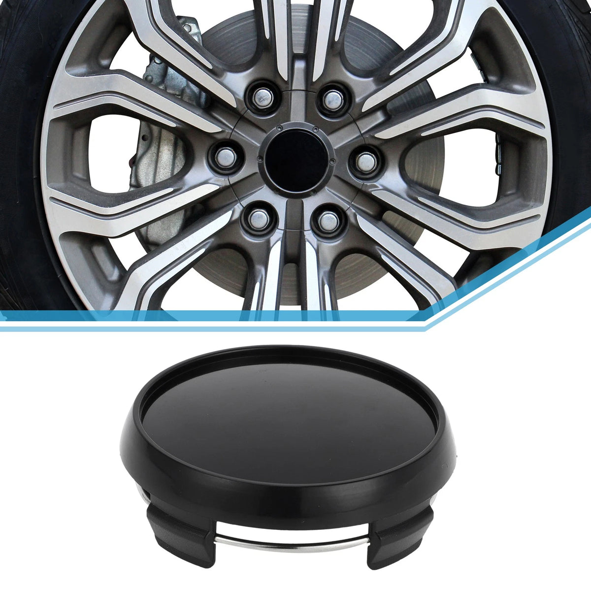 65mm Wheel Center Hub Cap for Universal Fit (Durable Plastic, Black)