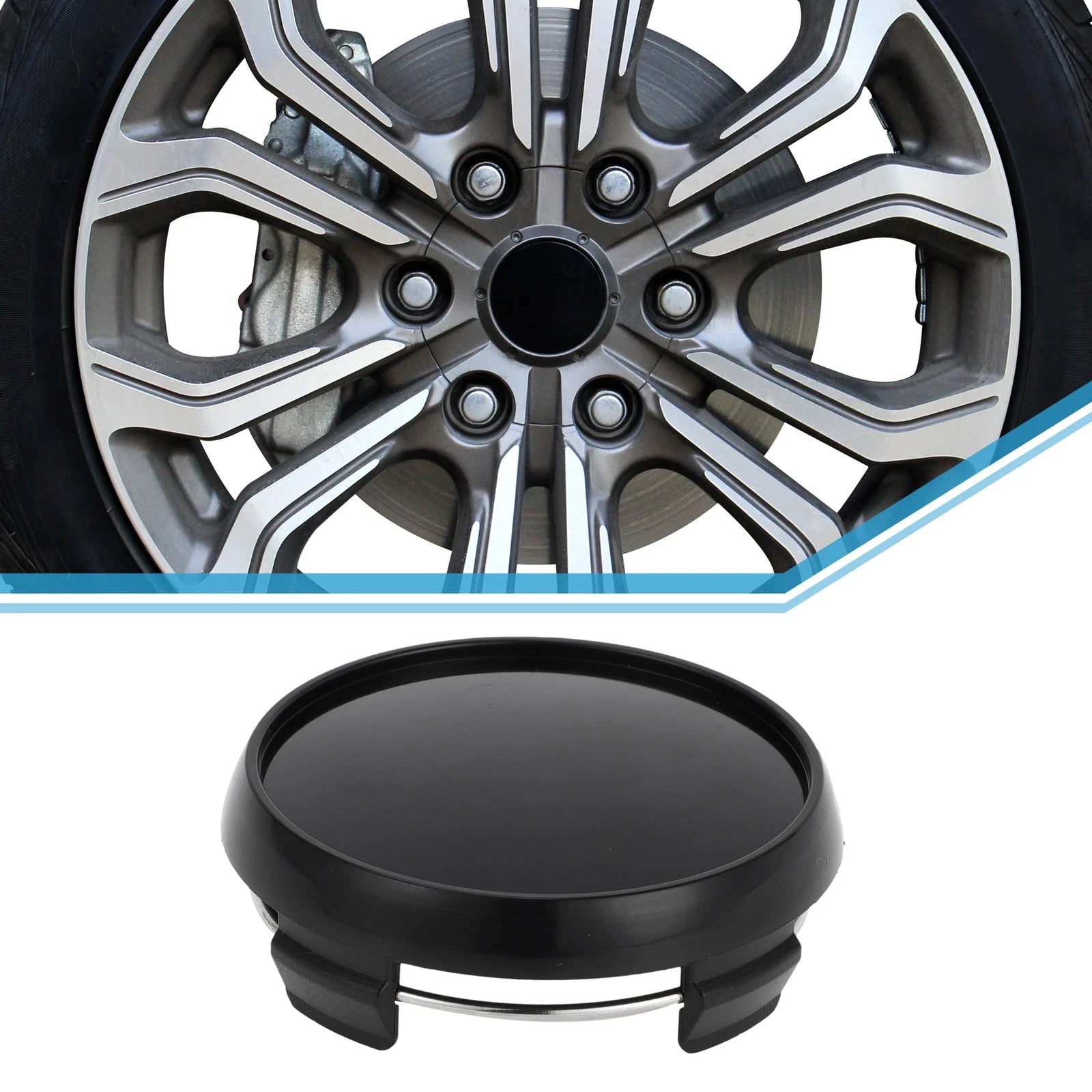 65mm Wheel Center Hub Cap for Universal Fit (Durable Plastic, Black)