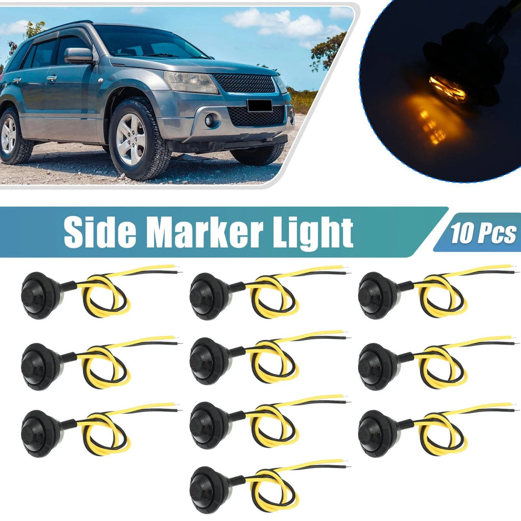 Side Marker Light Amber 10pc for Universal Truck Trailer Indicator 3/4" (—)