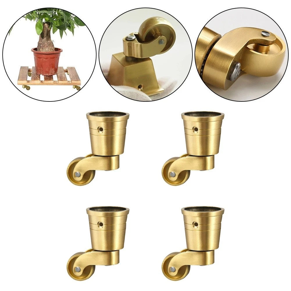 Set of 4 Heavy Duty Brass Casters for Swivel Wheels (360 Degree)