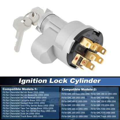 Ignition Switch Lock Cylinder with 2 Keys for Chevrolet Truck Nomad (1955–1956)