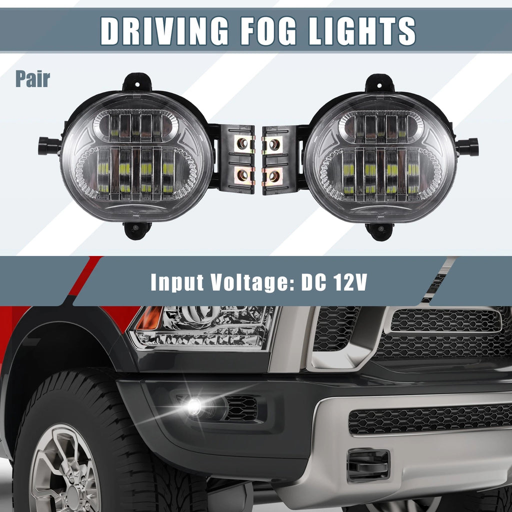 Pair LED Fog Lights White for Dodge Ram 2500 (2019–2024)
