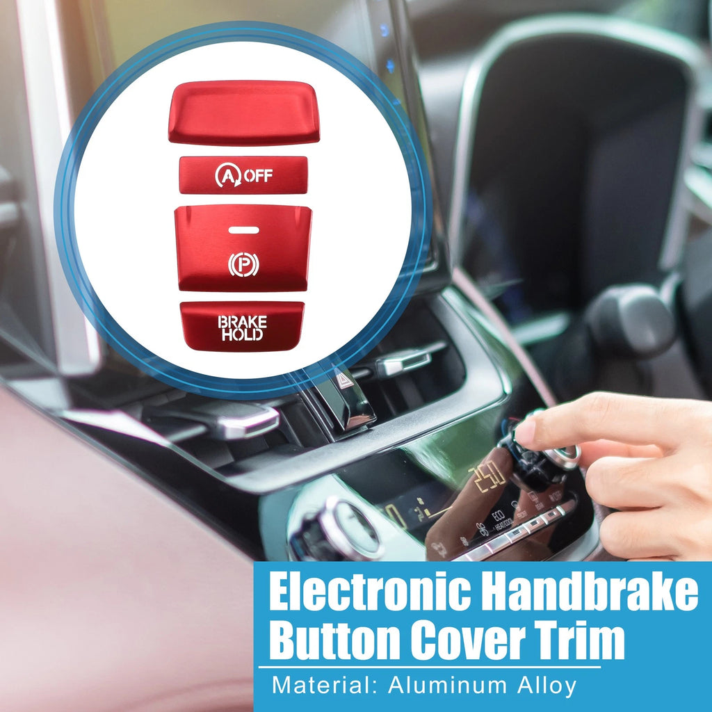 4PCS Gear Shift Panel Handbrake Button Cover for Honda Accord (2018–2022) Red