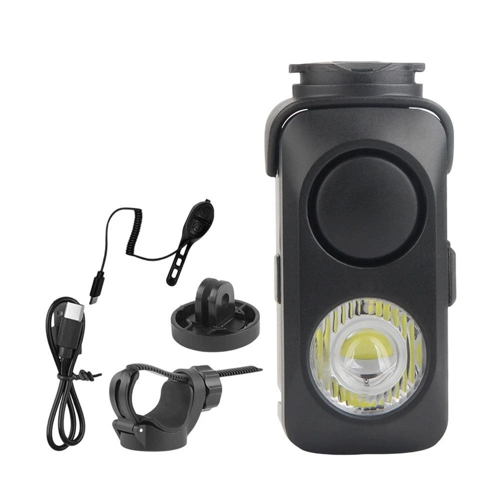 Bike LED Headlight with Horn 120dB Quick Release USB Charging