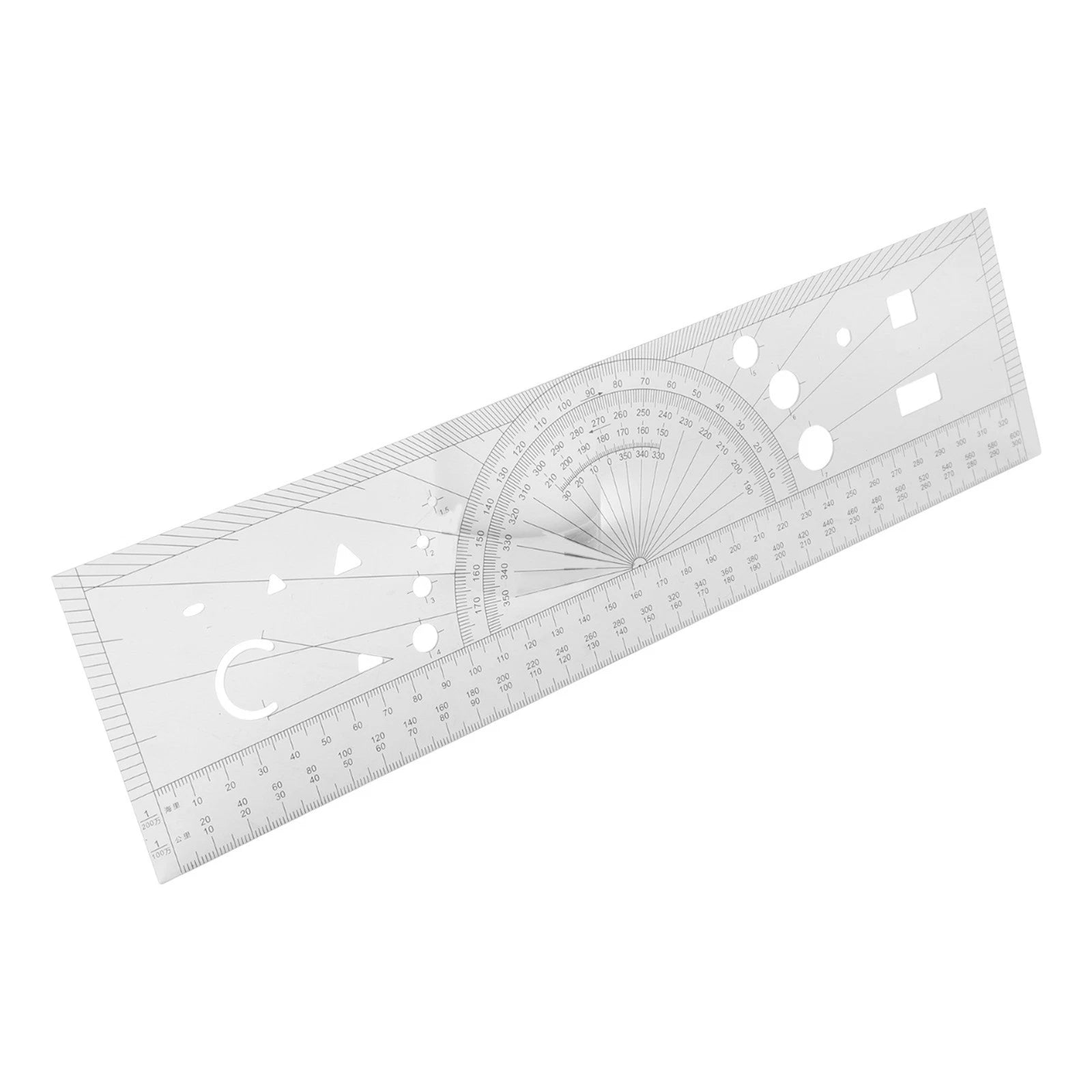 Pilot Navigation Ruler Tool with Clear Printed Scales for Universal Use