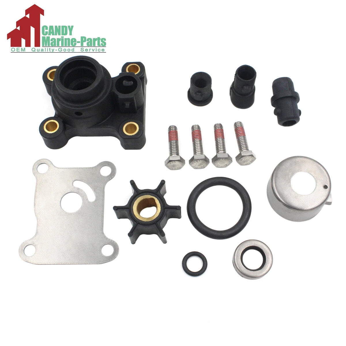 Water Pump Impeller Kit for Johnson Evinrude 9.9-15HP (1974–2007) Replaces 394711