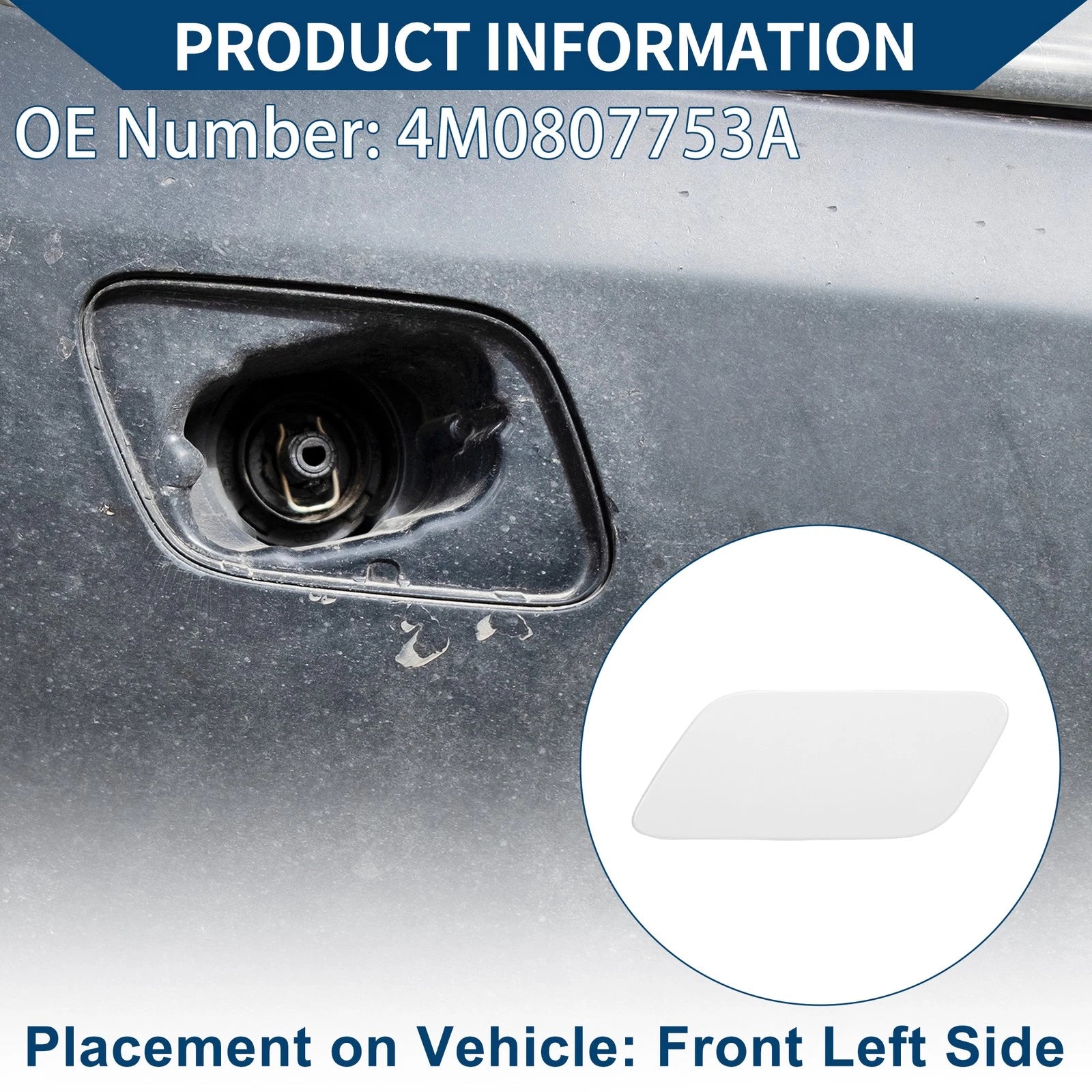 Front Left Washer Nozzle Cover Cap Replacement for Audi Q7 (2016–2021)
