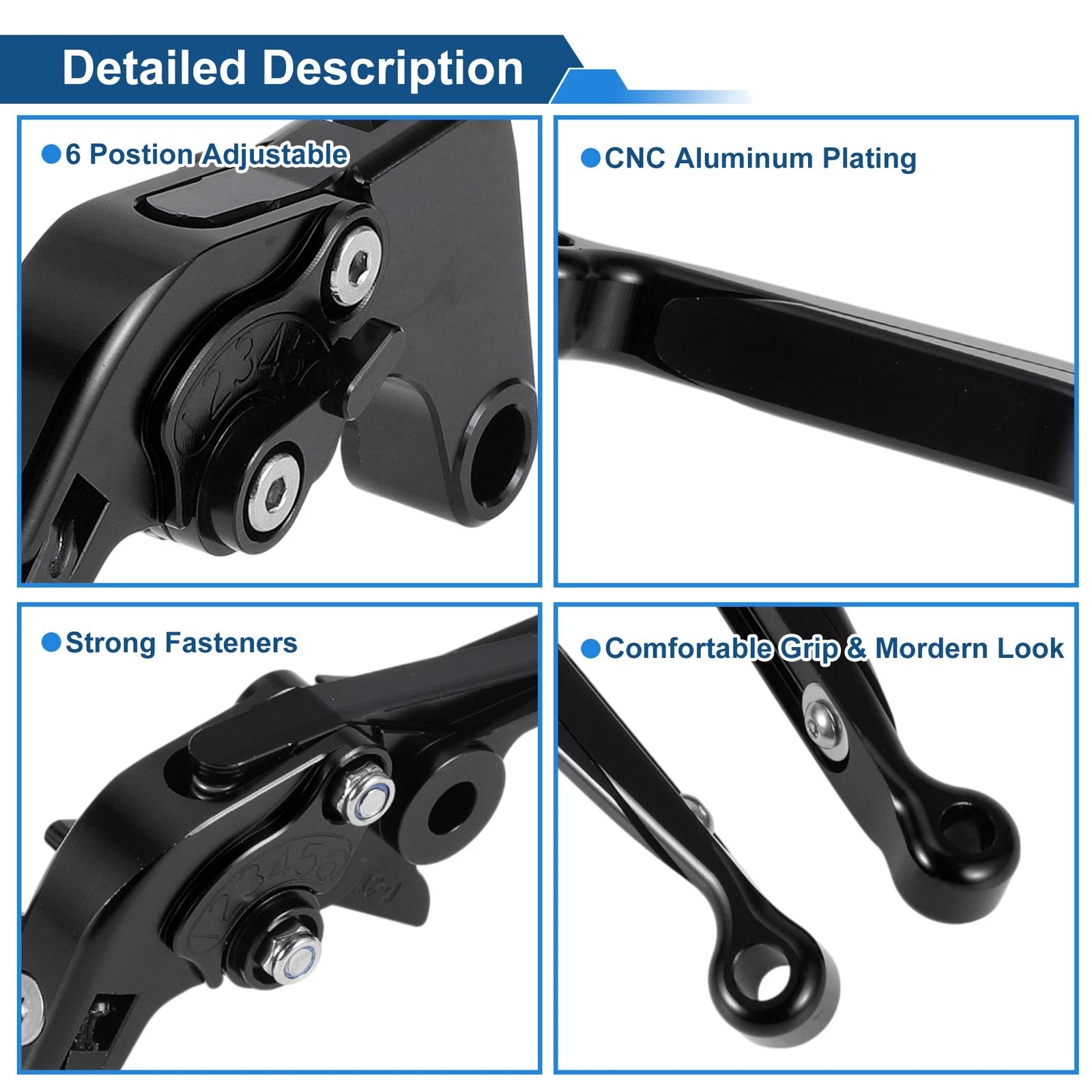 Adjustable Brake Clutch Levers for Yamaha YZF R1 (1999–2001) Solid Black