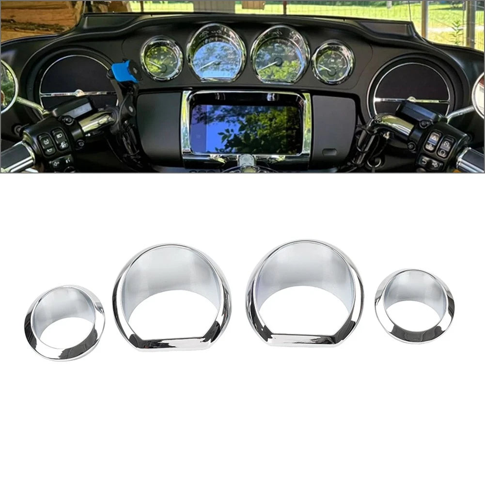 Chrome Gauge Bezel Trim Ring Kit for Harley Touring Electra Street Glide (2014–2023)