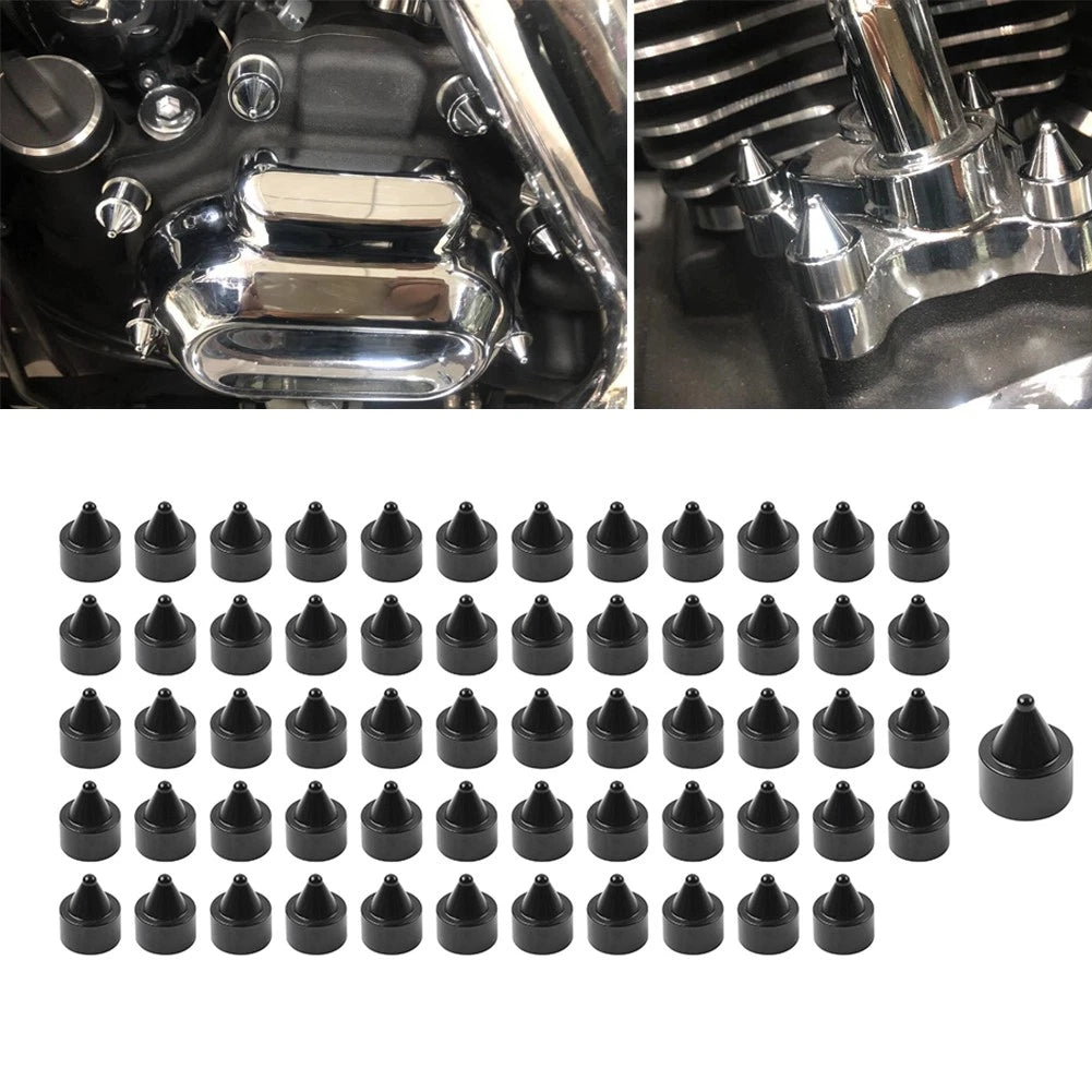 60x Engine Bolt Caps Black Kit For Harley Heritage Softail Breakout Sportster