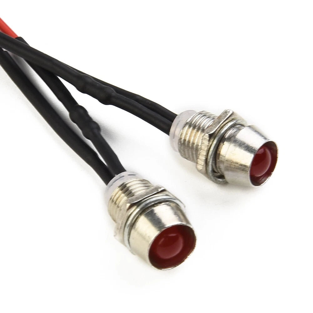 10X 8mm 12V LED Warning Light for Car Truck Boat (Waterproof)
