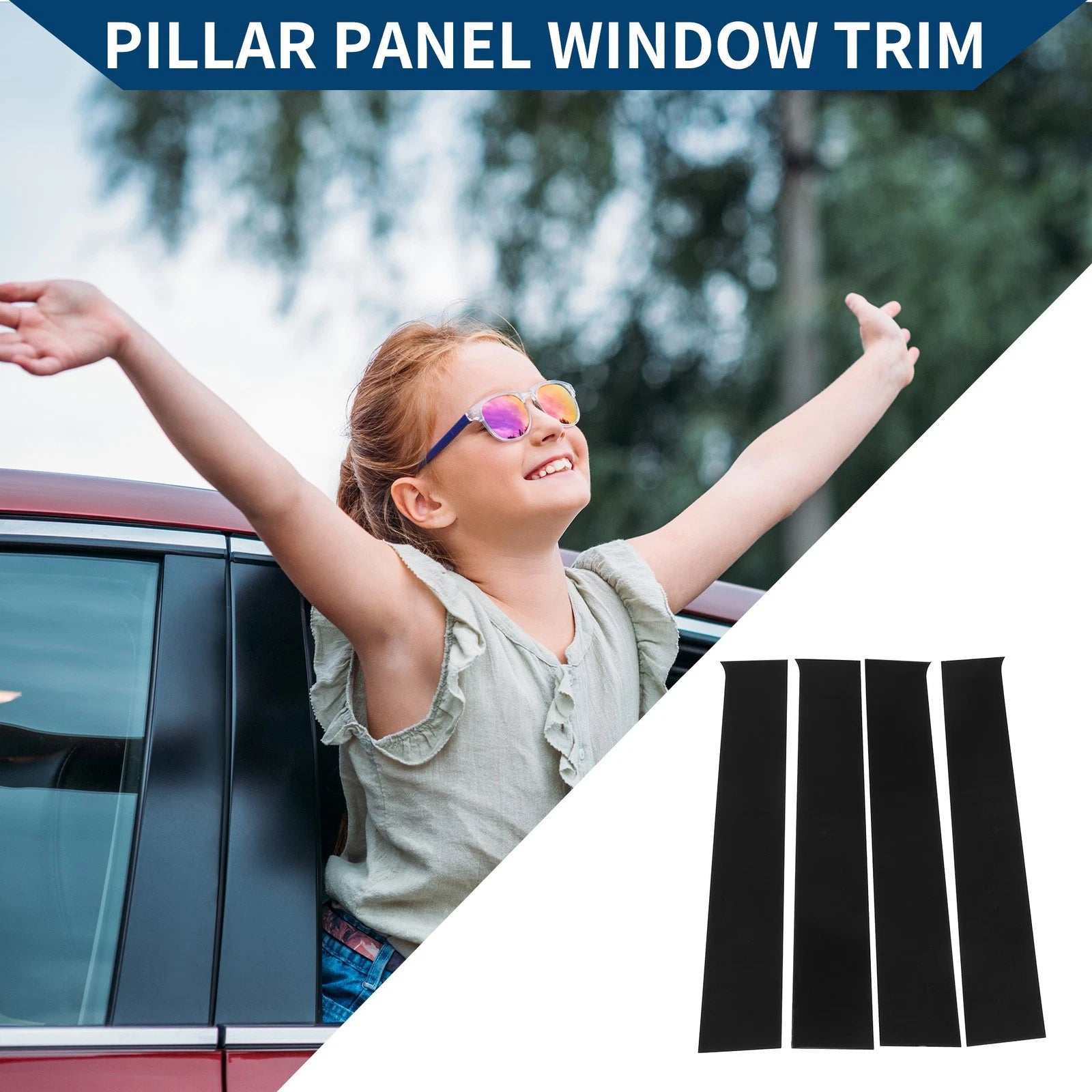 4 Pcs Car Pillar Window Trim Covers for Chevrolet Silverado 1500 (2014–2018)