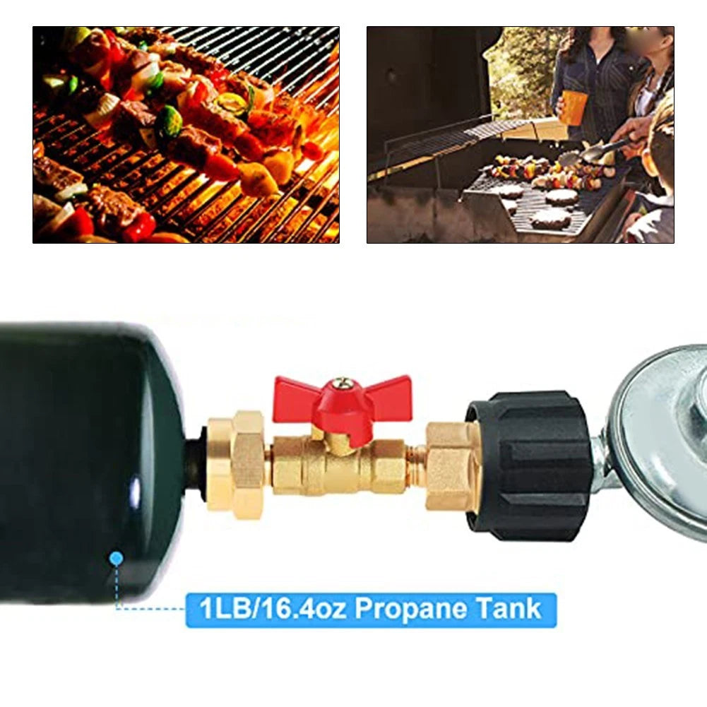 Solid Brass Propane Adapter for Outdoor Cooking (1lb to 20lb Tank)