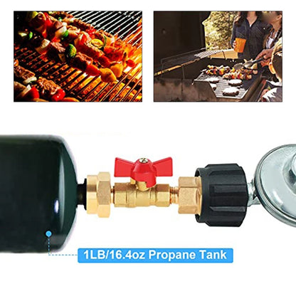 Solid Brass Propane Adapter for Outdoor Cooking (1lb to 20lb Tank)