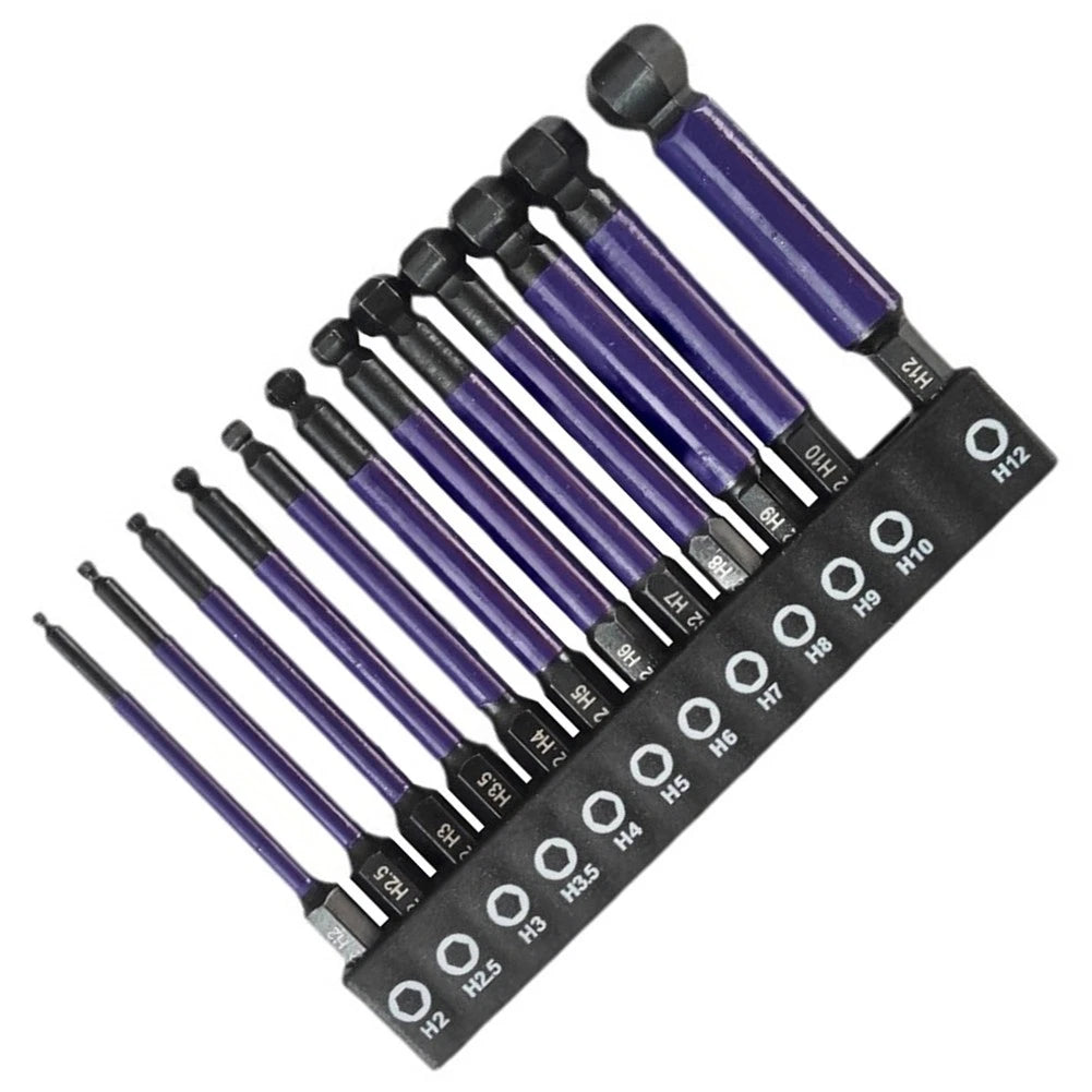 Toolbox Ball End Hex Bit for 1/4 Inch Hex Shank (Clear Size Markings)