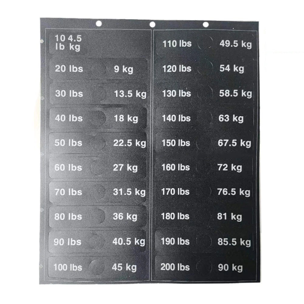 Weight Stickers for Gym Equipment