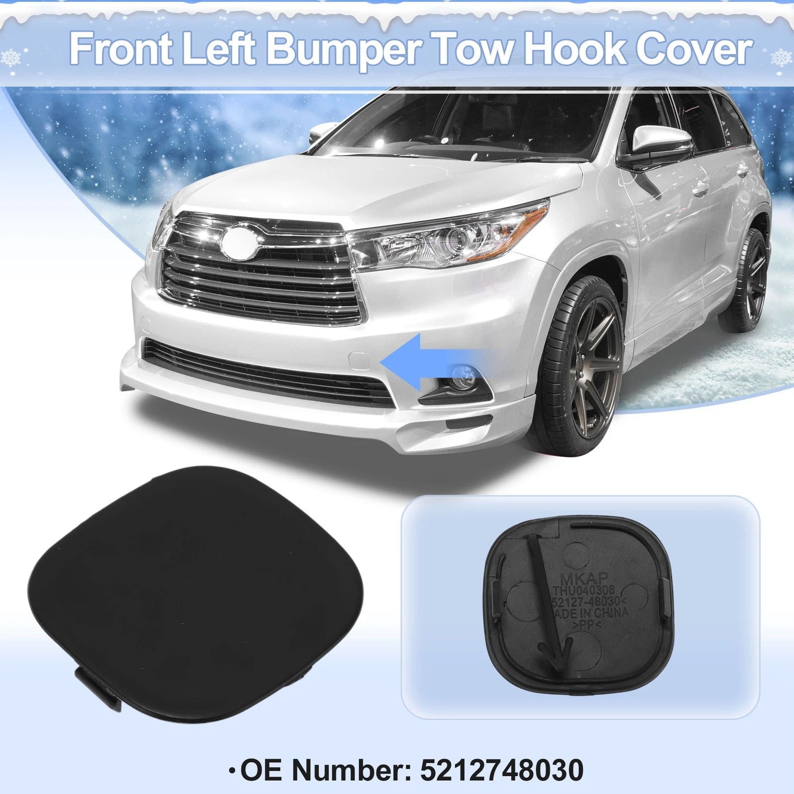 Tow Hook Cover Cap Left Front Replacement for Toyota Prius C Aqua (2012-2014)