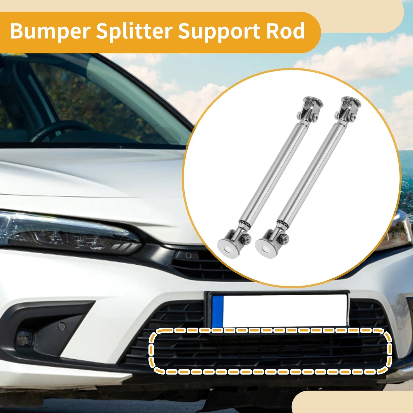 2pcs Adjustable Front Bumper Lip Splitter Strut for Universal Fit (No Drilling)