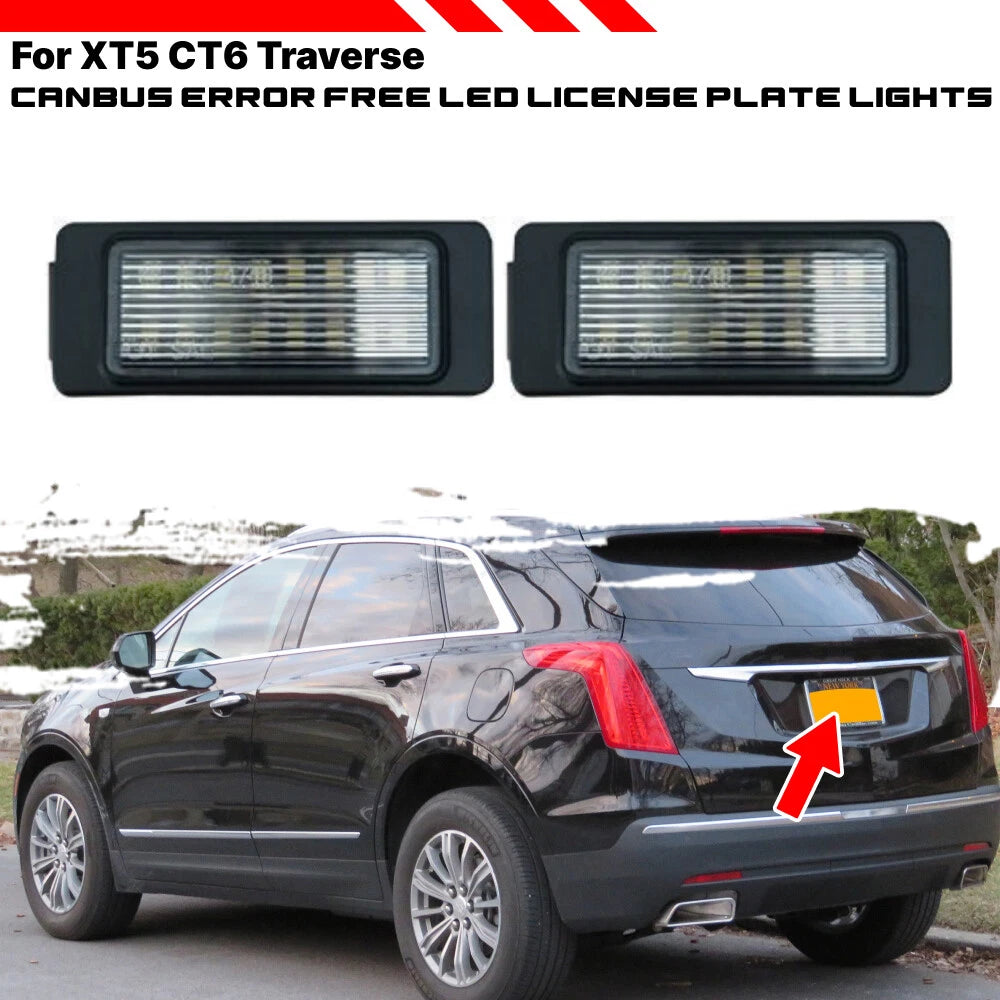 2X LED License Plate Light for Cadillac XT5 CT6 Chevrolet Traverse (2018–2022)