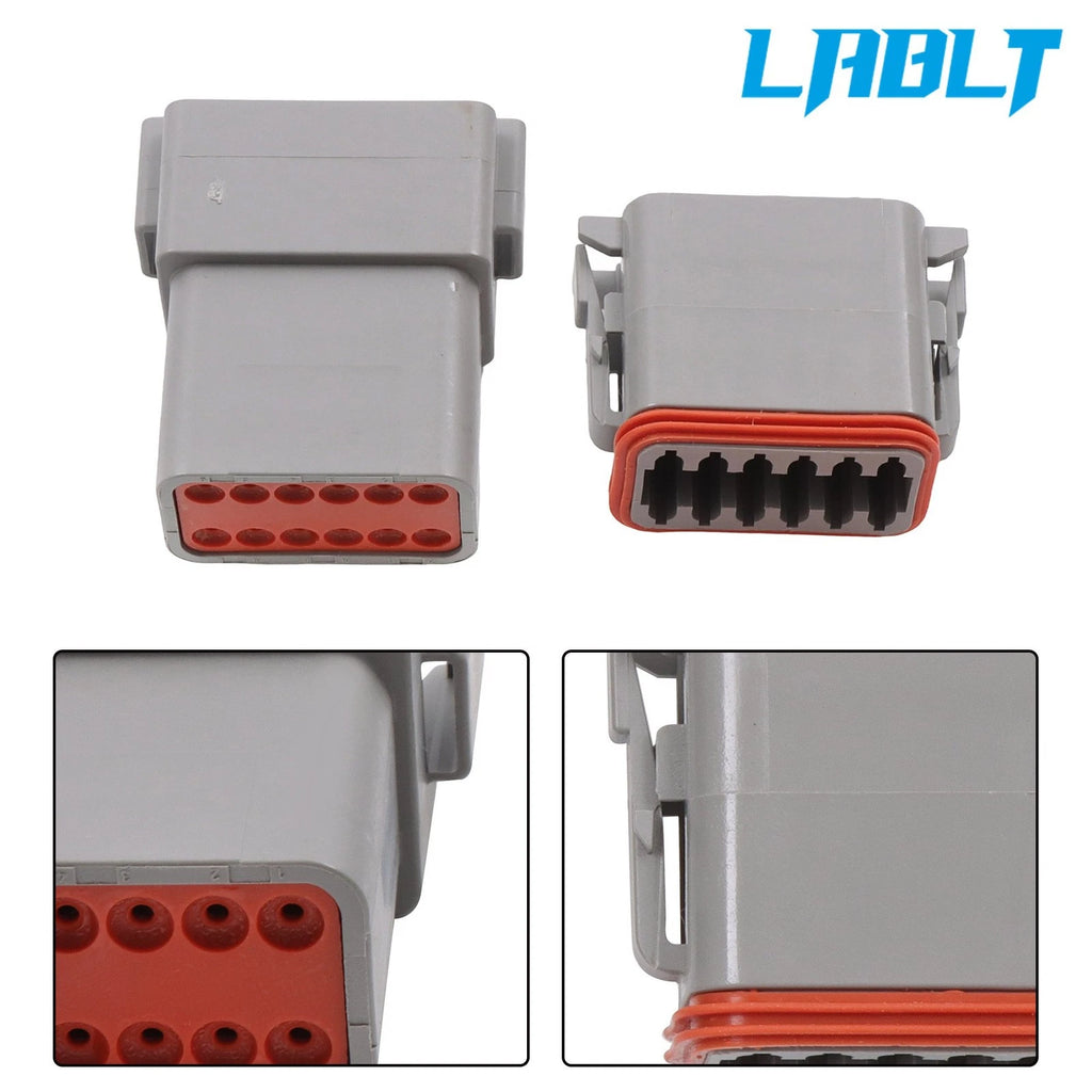 2X DT Connector Kits 2-12 Pin for LABLT (PA66 Nylon, Solid Contacts)