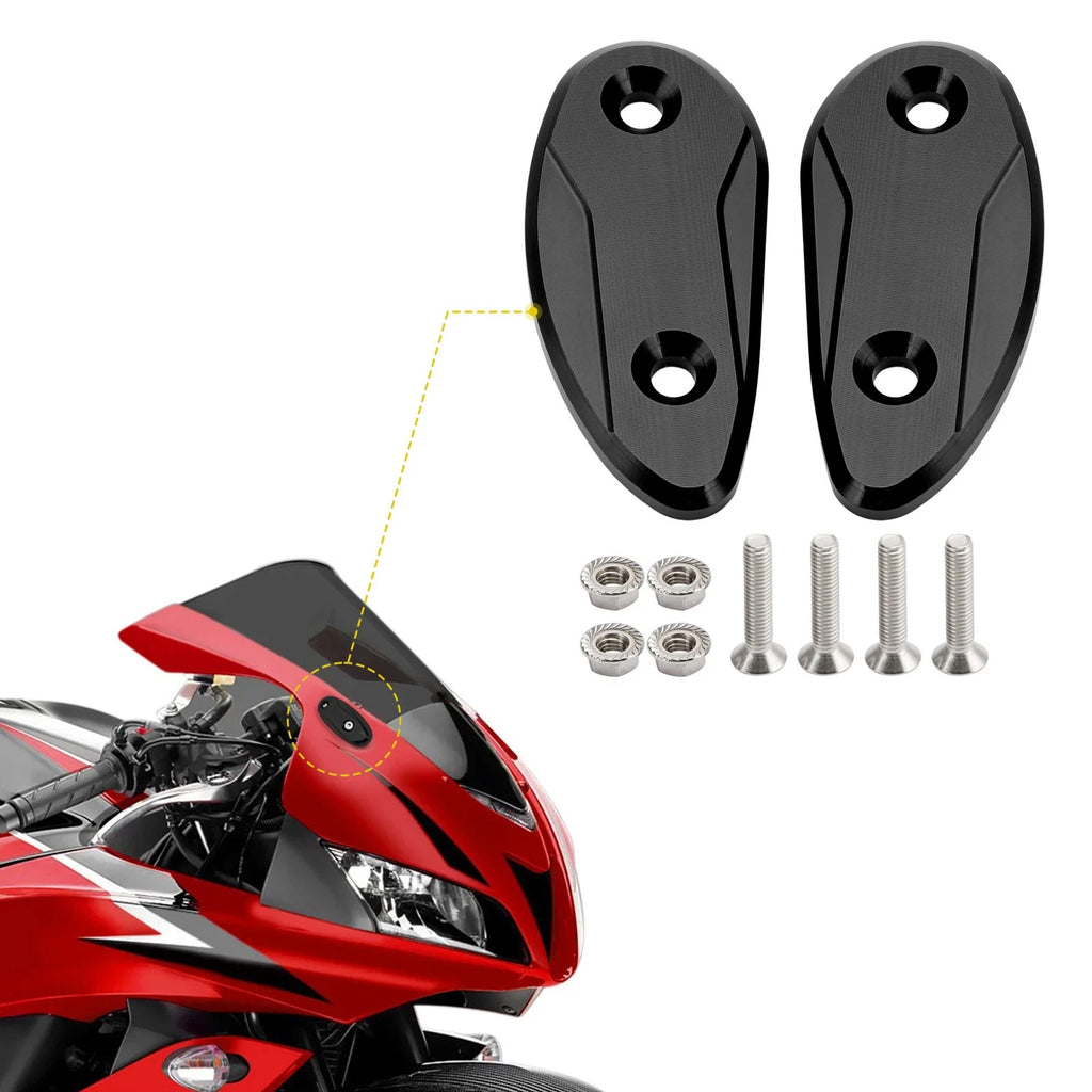 Black mirror delete blanking block off plates for Honda CBR1000RR (2008–2023)