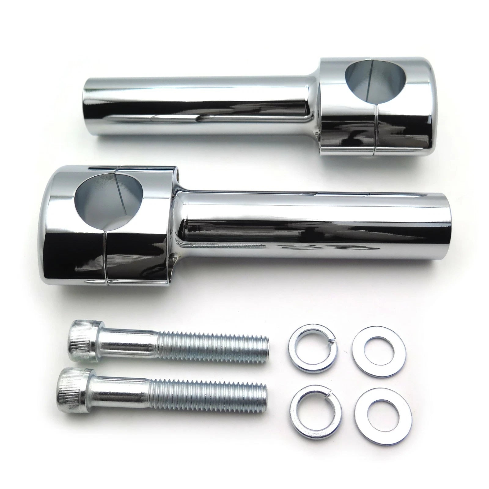 6" Solid Billet Chrome Riser Kit for 1-1/4" Handlebars (1/2-13UNC)