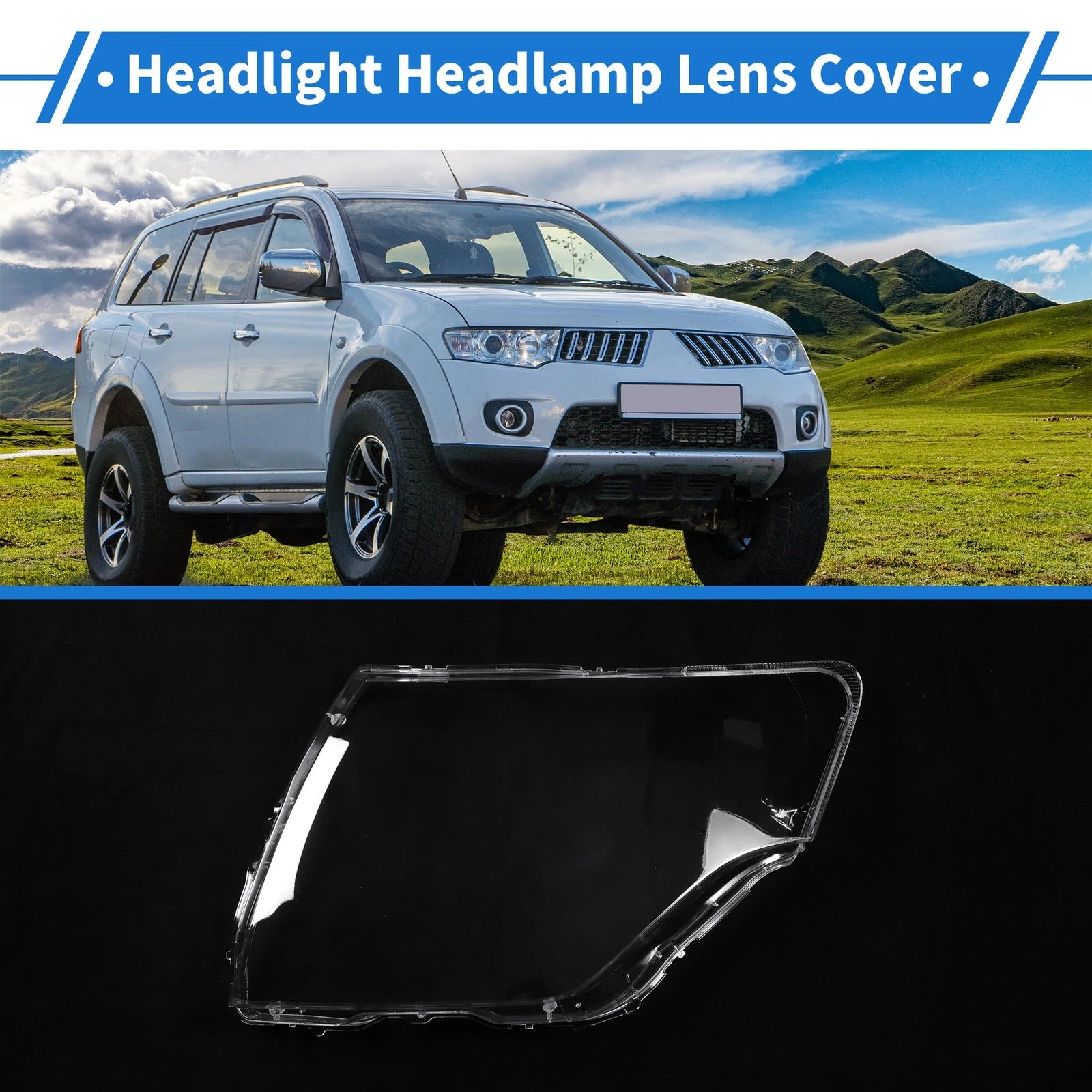 Headlight Lens Cover Front Left Replacement for Mitsubishi Pajero (2007–2018)