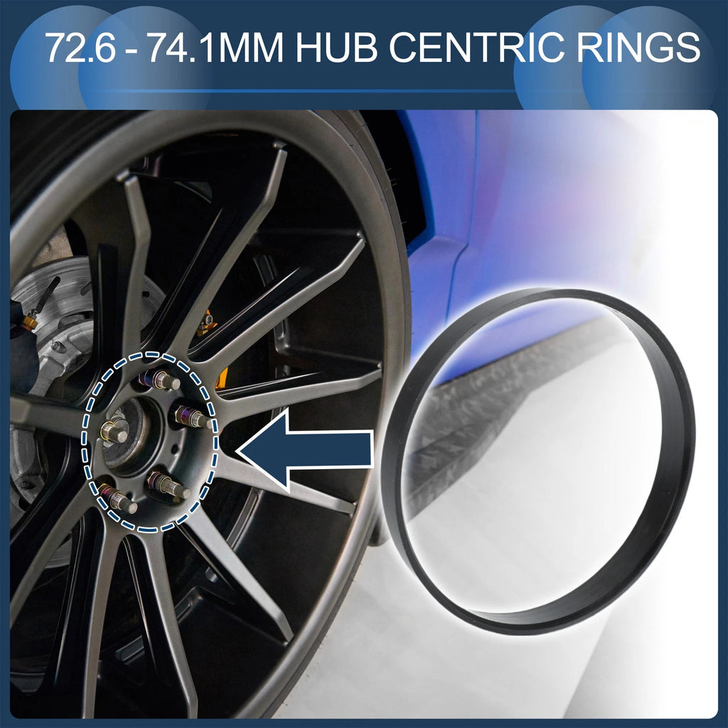 Set of 4 Hub Centric Rings 72.6mm ID 74.1mm OD for Car Wheel