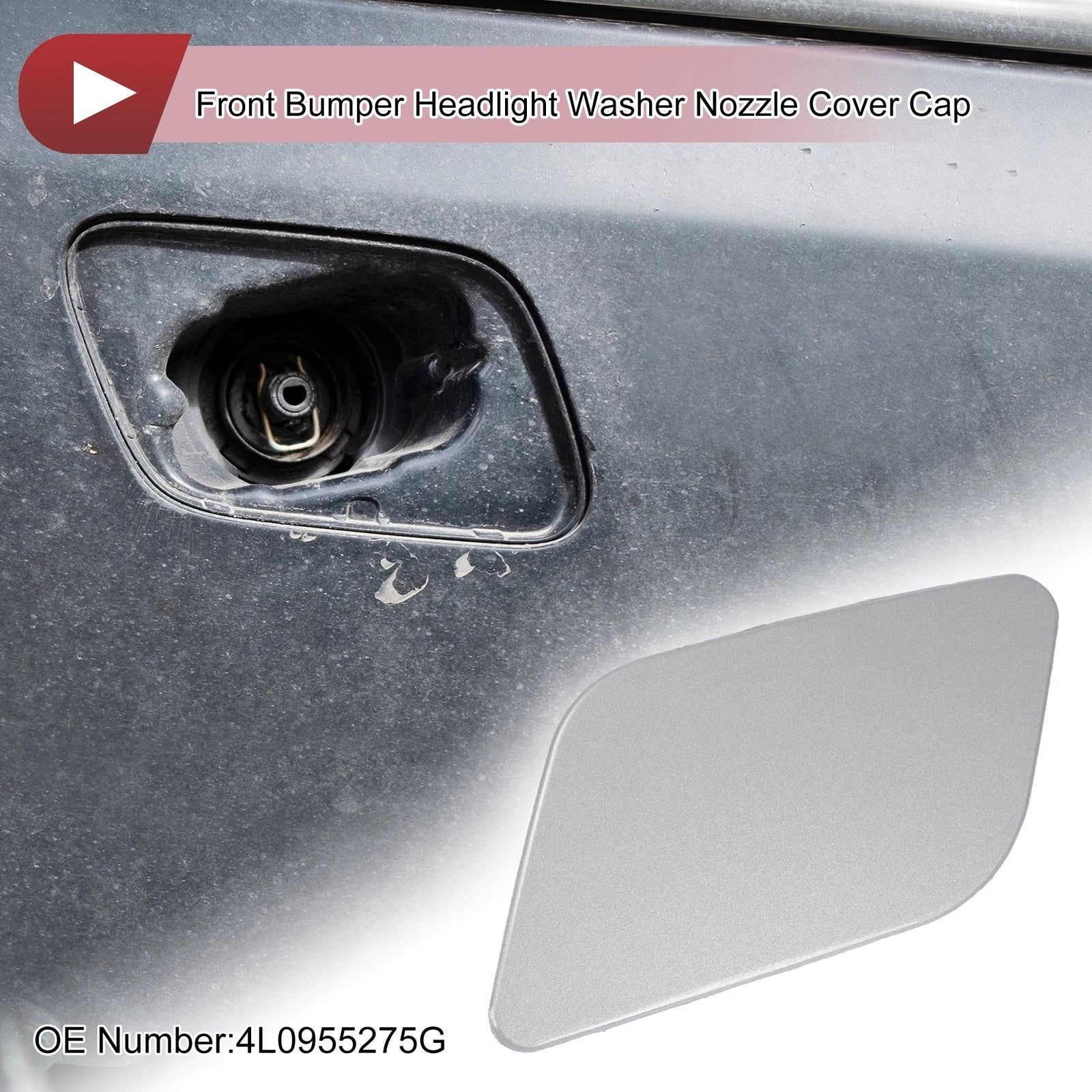 Front Left Washer Nozzle Cover Cap for Audi Q7 (2010–2015) Silver Tone