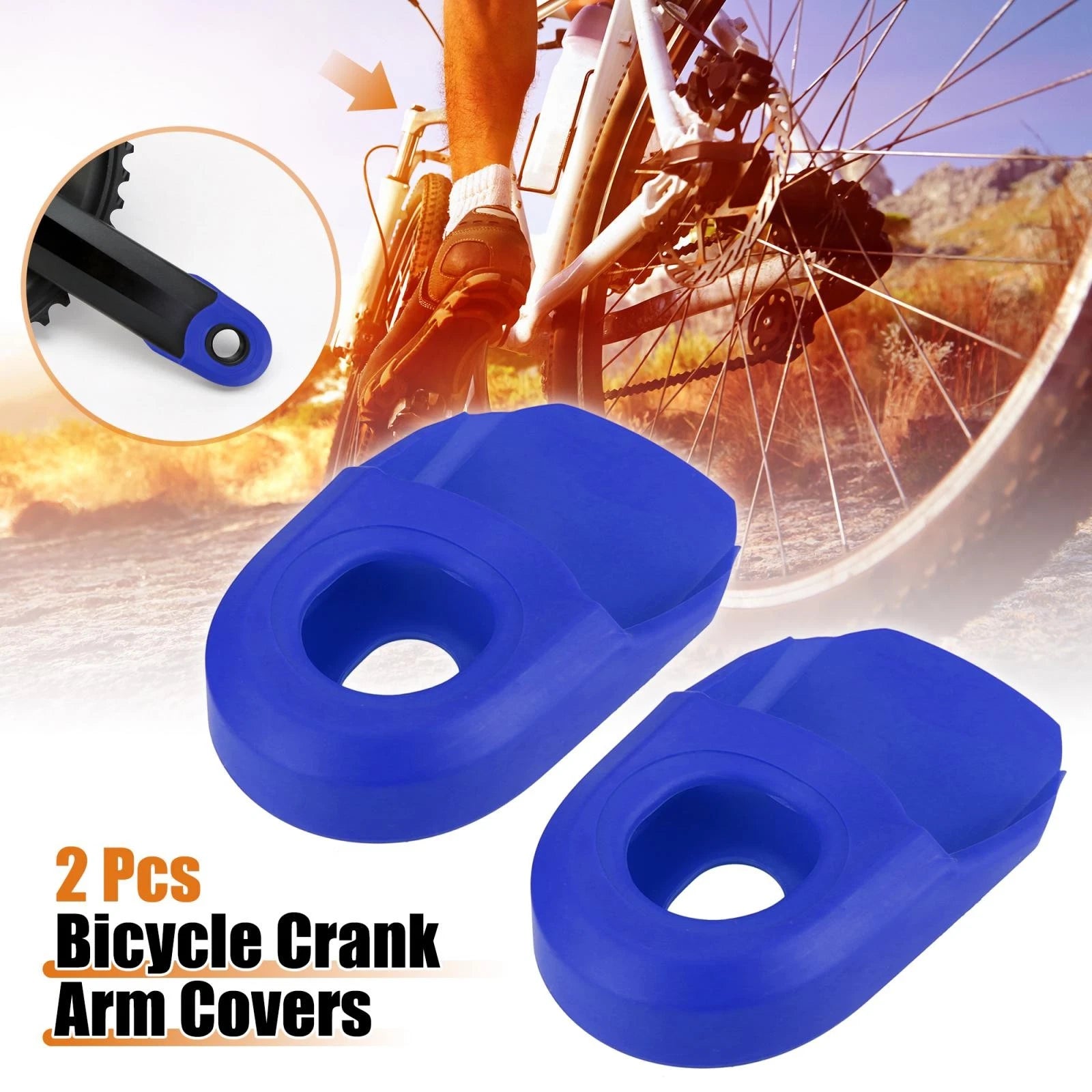 Crank Boot Protector Cover Set for Bicycle Bike Crank (Blue) (2 Pack)