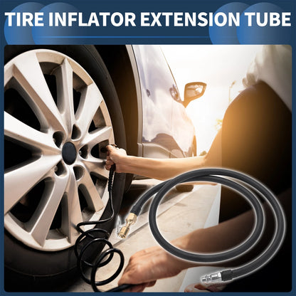 Tire Inflator Extension Tube 1/4 Quick Plug for Car Bike (45.28in) (1pc) (—)