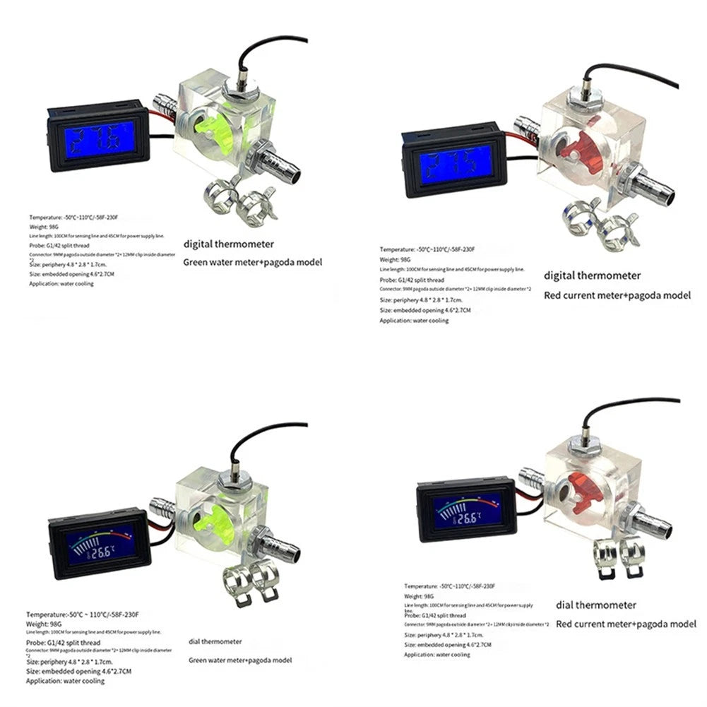 LED Thermometer & Flow Meter for Cooling Systems (Universal Fit)