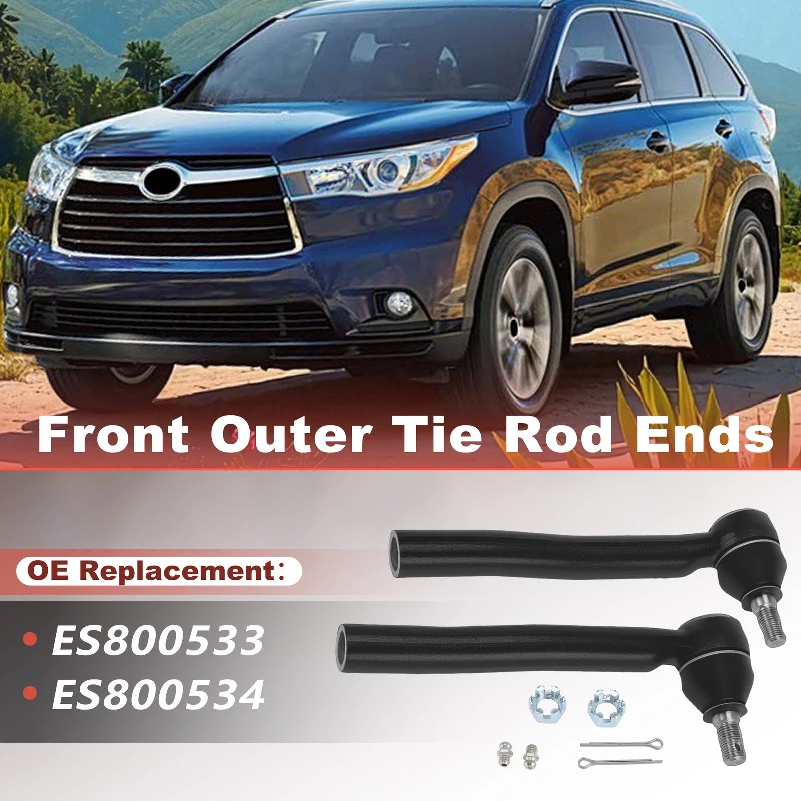 Front Outer Tie Rod End Linkages Replacement for Lexus RX350 RX450h (2010–2022)