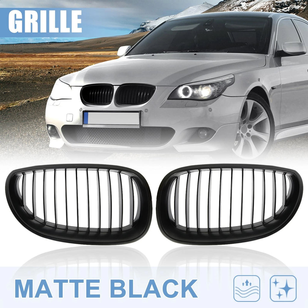 Matte Black Front Grille Replacement for BMW 5 Series E60 E61 (2003–2009)