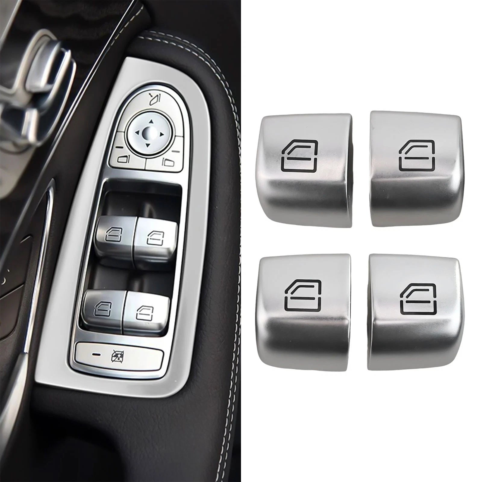 Chrome Window Switch Buttons for Mercedes C300 C63 C350 (2008–2015)